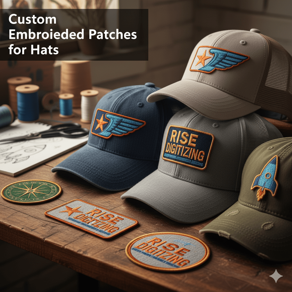 Custom Embroidered Patches for Hats in USA – A Complete Guide by RiseDigitizing