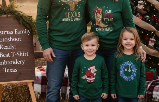 Christmas Family Photoshoot Ready: The Best T-Shirt Embroidery Texas