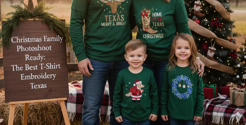 Christmas Family Photoshoot Ready: The Best T-Shirt Embroidery Texas