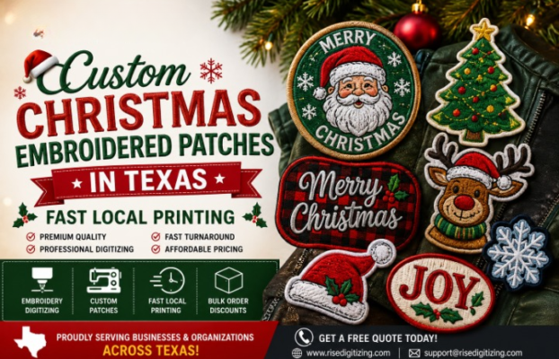 Custom Christmas Embroidered Patches in Texas | Fast Local Printing