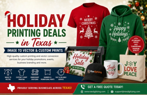 Holiday Printing Deals in Texas – Image to Vector & Custom Prints by Risedigitizing